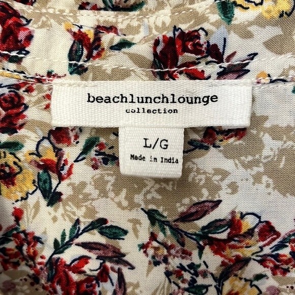 Beachlunchlounge Collection Womens Floral Long Sleeve Collared Button Up Top L - Picture 3 of 13